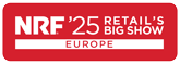 Logo of the NRF 2025 Retail's Big Show Europe event, red background with white text.